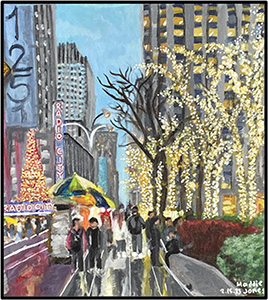 Image of Madelyn Jones acrylic painting, The City that Never Sleeps.